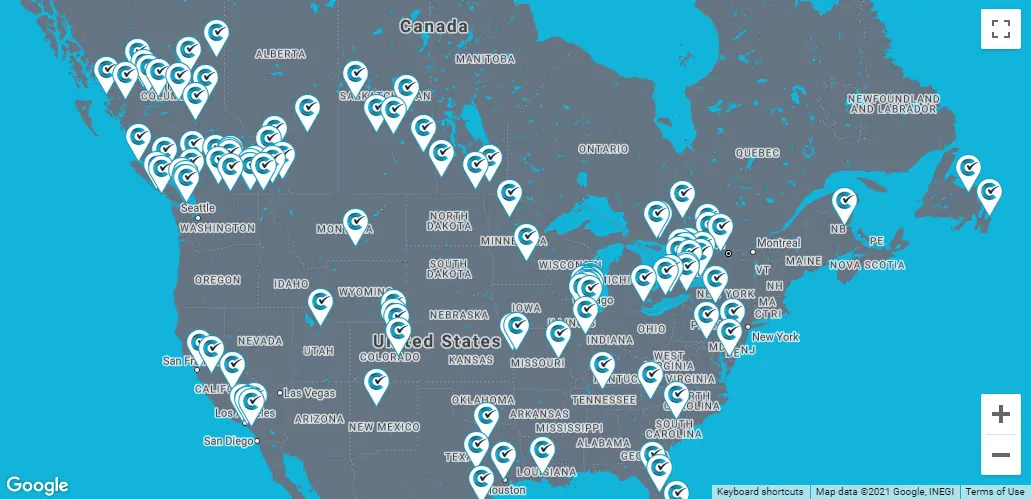 A map of CityReporter's North American client locations