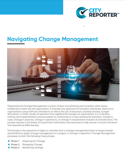 The first page of CityReporter's document - Change management
