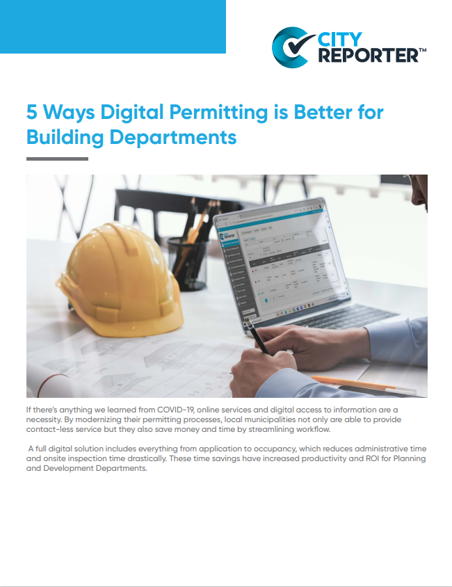 The first page of CityReporter's document - 5 Ways Digital Permitting is Better for Building Departments