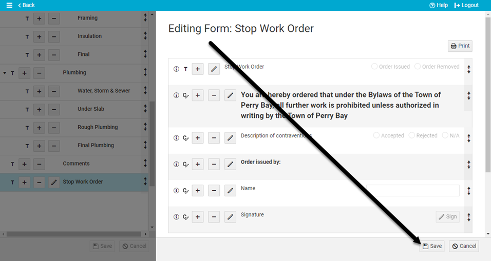 Customize stop work order form