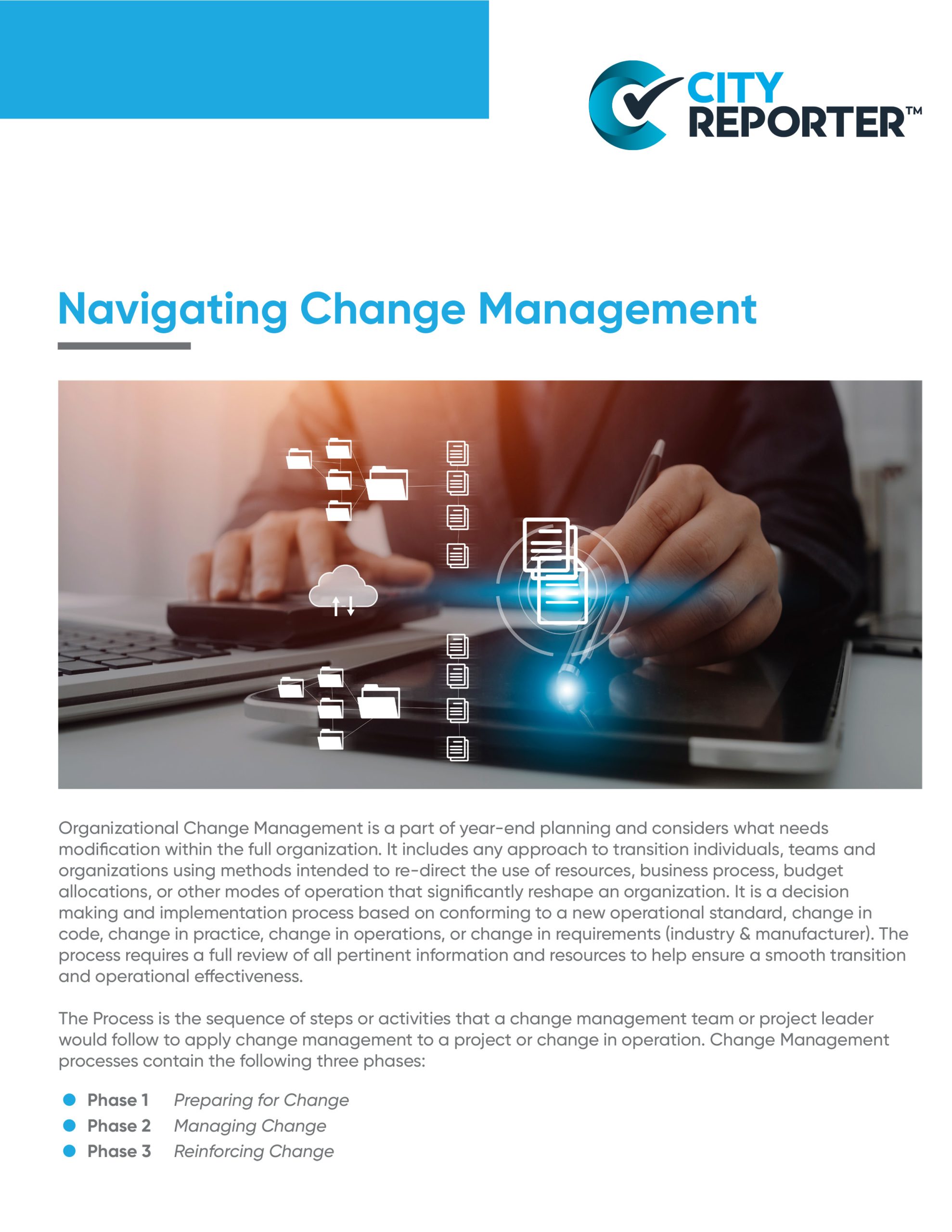 The first page of CityReporter's document - Change Management