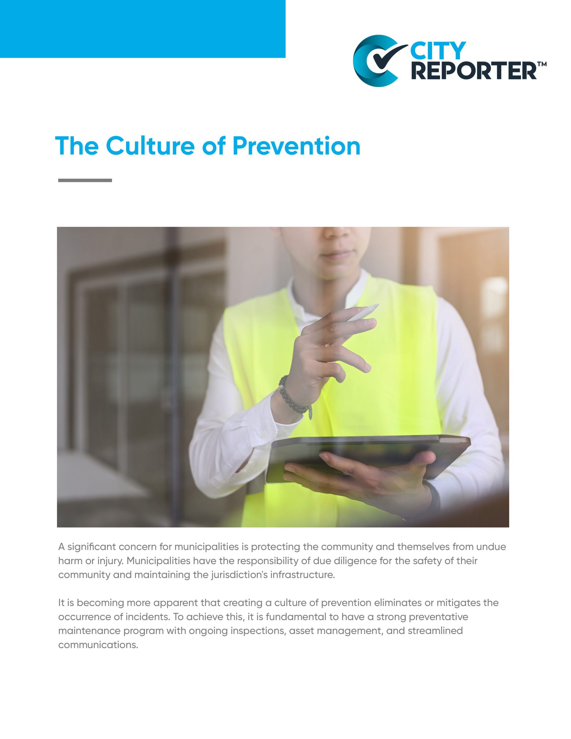 The first page of CityReporter's document - The Culture of Prevention