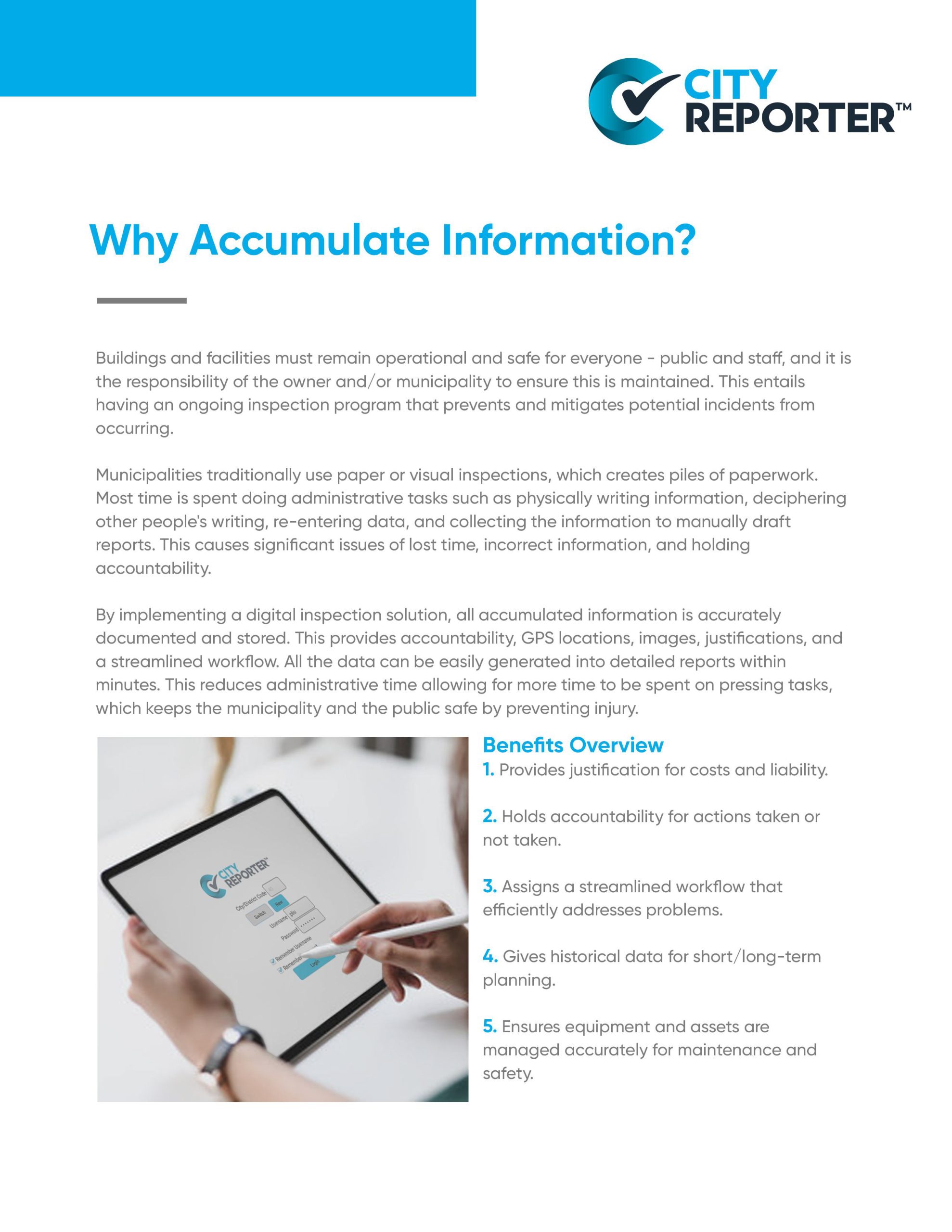 The first page of CityReporter's document - Why Accumulate Information