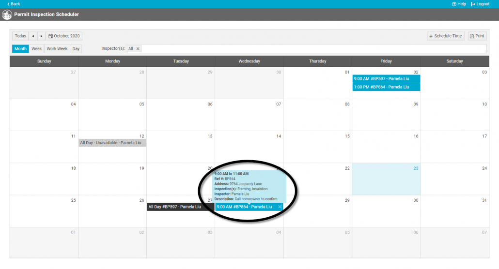 Schedule permit inspection