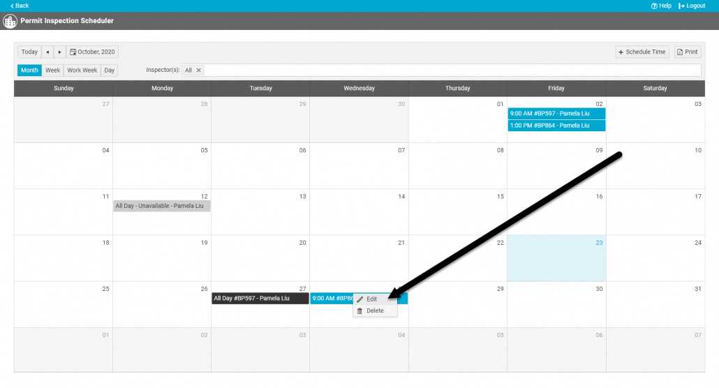 Schedule permit inspection